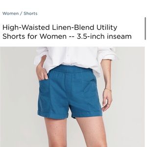 NWT batik blue linen shorts